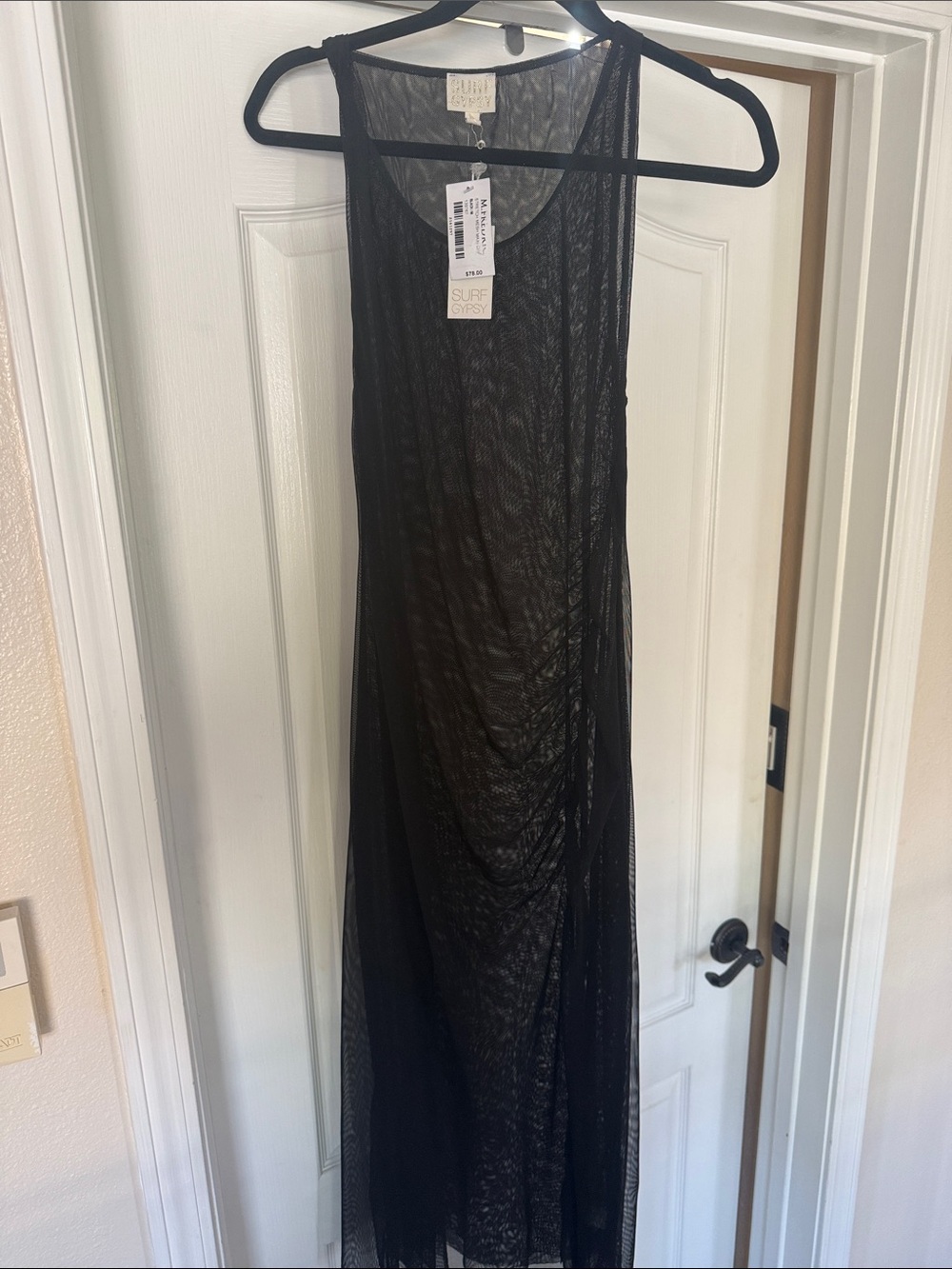 Surf Gypsy Black Scoop Neck Mesh Coverup Dress